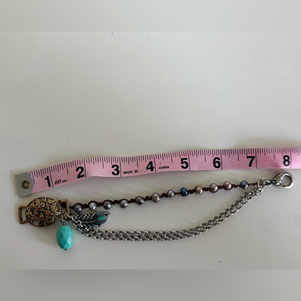Lucky Brand Charm Bracelet β Silver Feather, Turquoise & Rhinestones - Picture 5 of 5